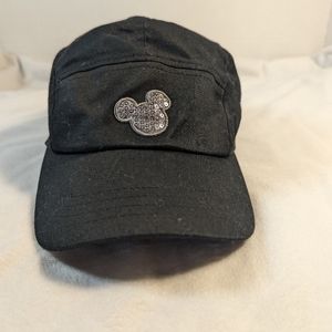 Disney Parks Authentic 5 Panel Black Hat Strapback Mickey Mouse Sequin Adult Cap